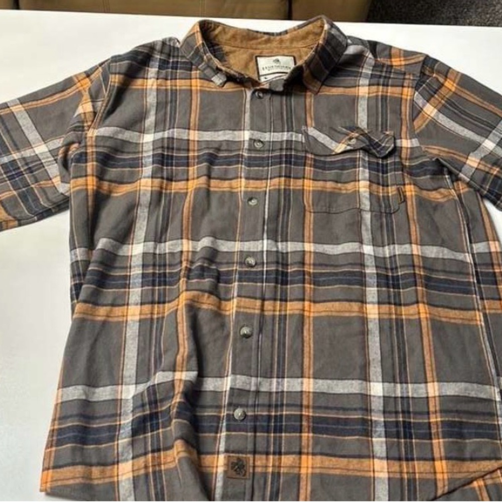 Legendary Whitetails Men's Buck Camp Flannel Shirt - Gray/Orange Plaid